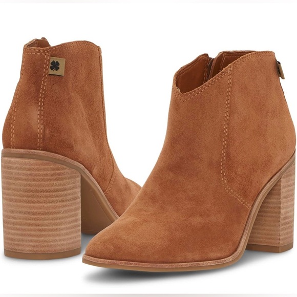 Lucky Brand Pellyon Suede Heeled Booties Ginger Size 8.5 NEW - Picture 1 of 6